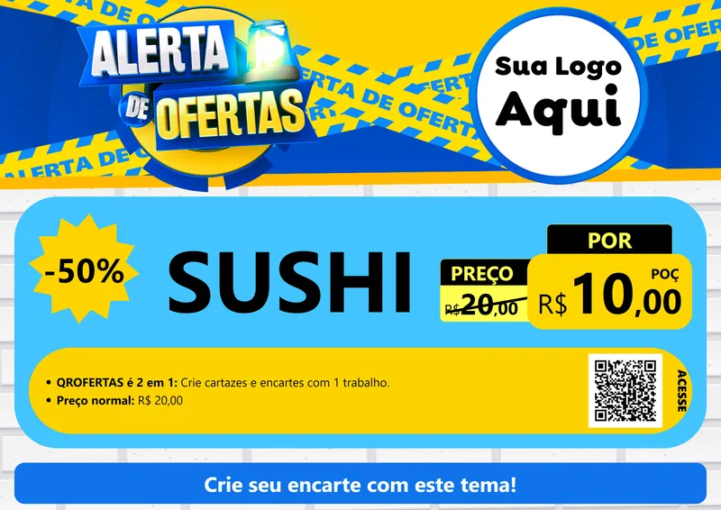 Modelo de Cartaz para Cartaz A4 Horizontal com o tema Alerta de Ofertas para Comida japonesa