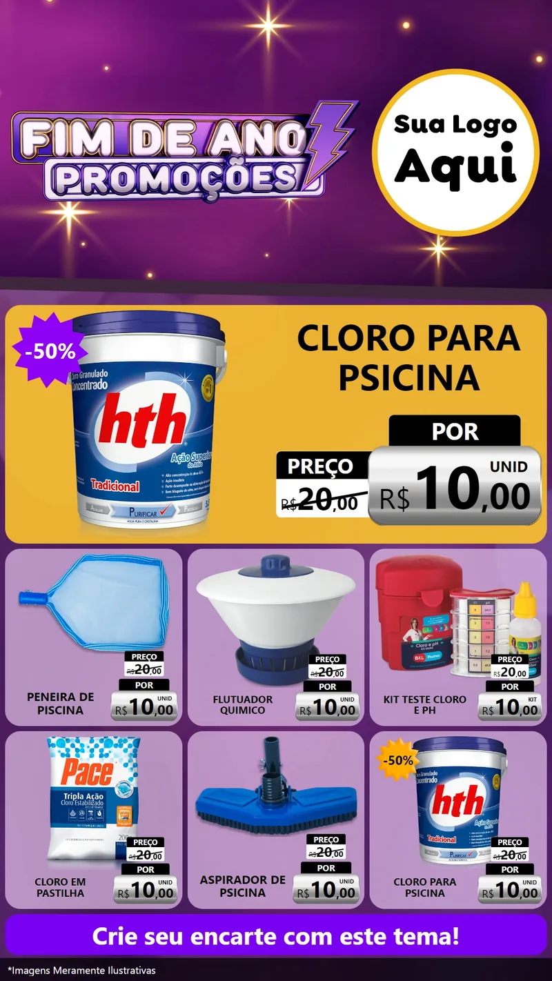Modelo de Rede Social para Stories com o tema Fim de Ano Promoções para Produtos para Piscina