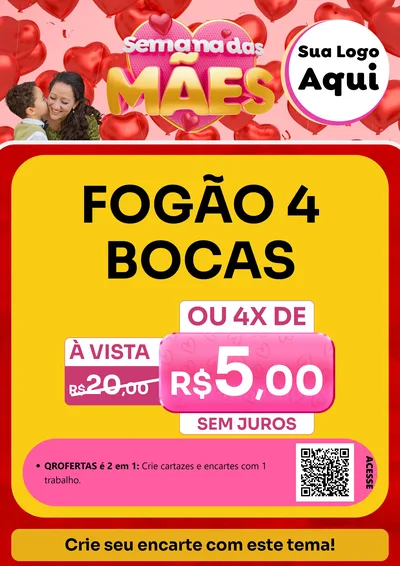 Modelo de Cartaz para Cartaz A4 Vertical com o tema Semana Das Mães para Móveis e Eletro