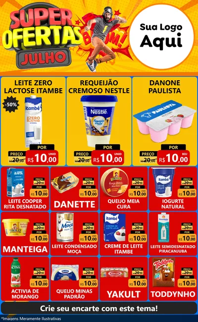 Modelo de Encarte para Encarte Grande com o tema Super Ofertas Julho para Frios e Laticínios