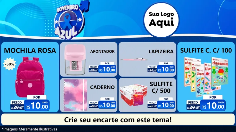 Modelo de TV para TV Horizontal com o tema Novembro Azul para Papelaria