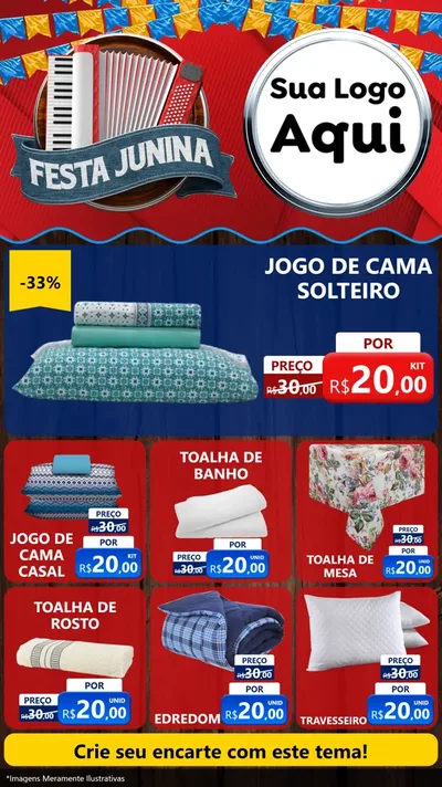 Modelo de Rede Social para Stories com o tema Festa Junina para Cama, Mesa e Banho
