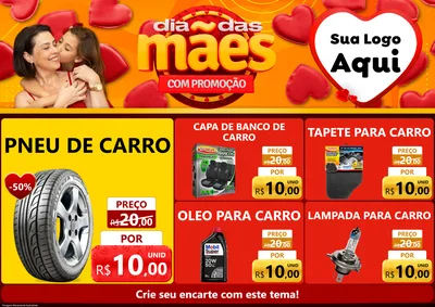 Modelo de Encarte para Encarte A4 Horizontal com o tema Dia das Mães com Promoção para Auto peças