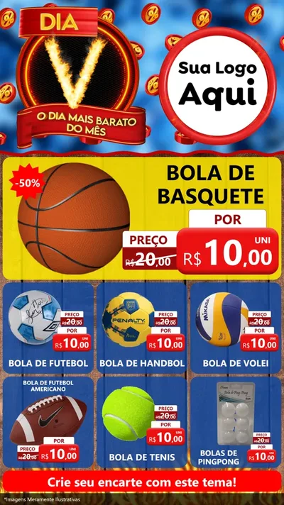 Modelo de Rede Social para Stories com o tema Dia V - O Dia Mais Barato Do Mês para Artigos Esportivos