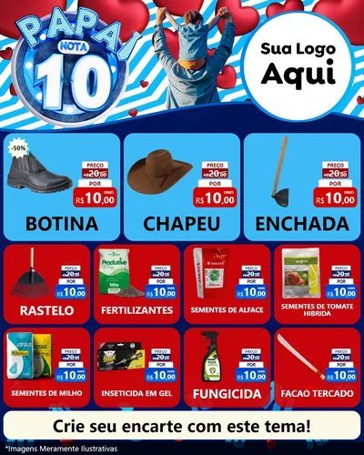 Modelo de Rede Social para Feed Instagram com o tema Papai Nota 10 para Agropecuária