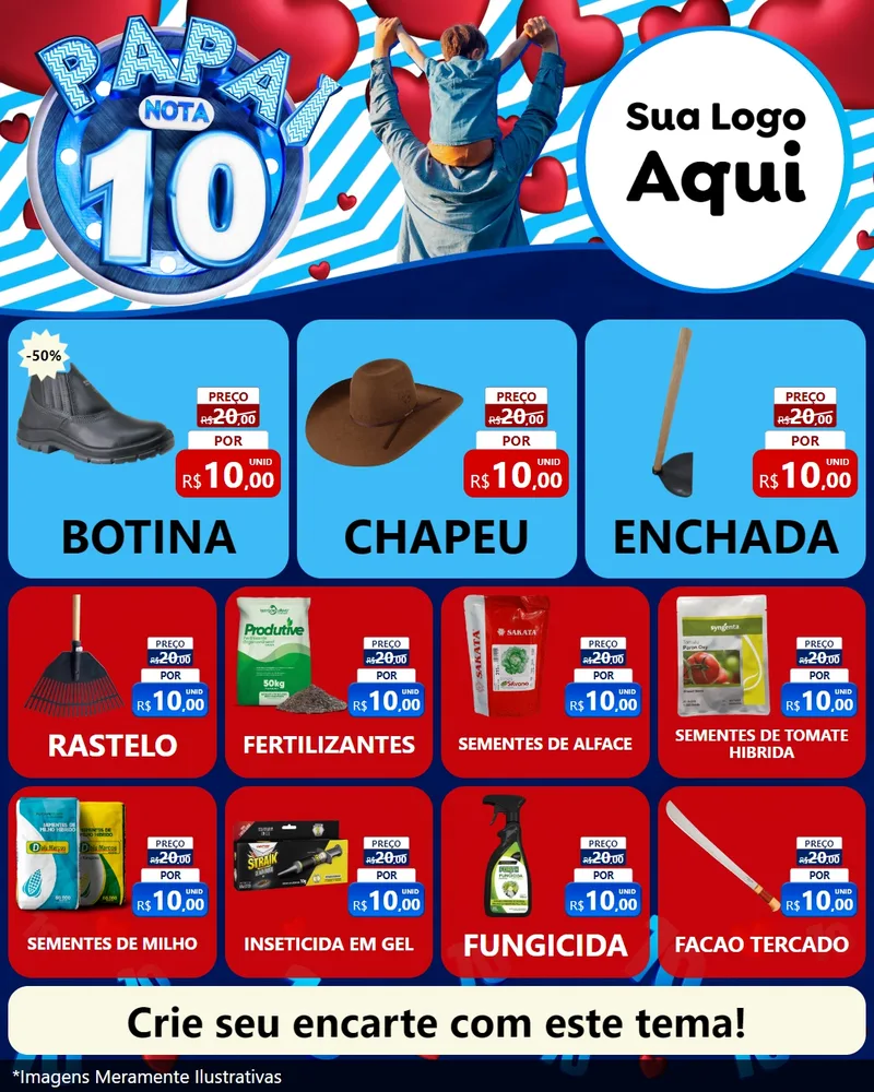 Modelo de Rede Social para Feed Instagram com o tema Papai Nota 10 para Agropecuária