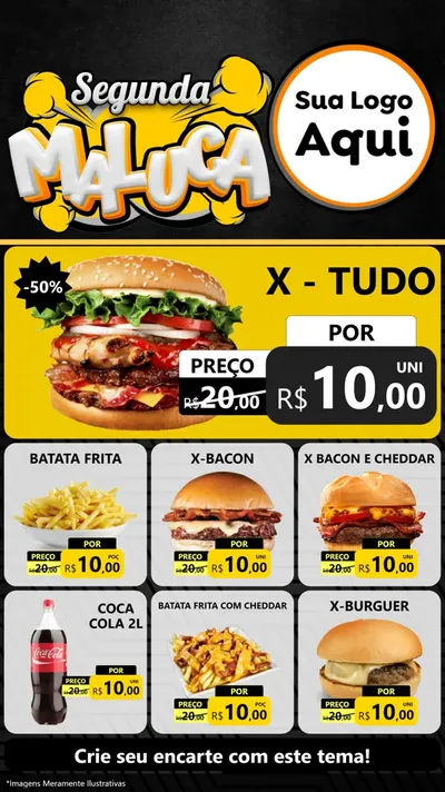 Modelo de Rede Social para Stories com o tema Segunda Maluca para Hamburgueria