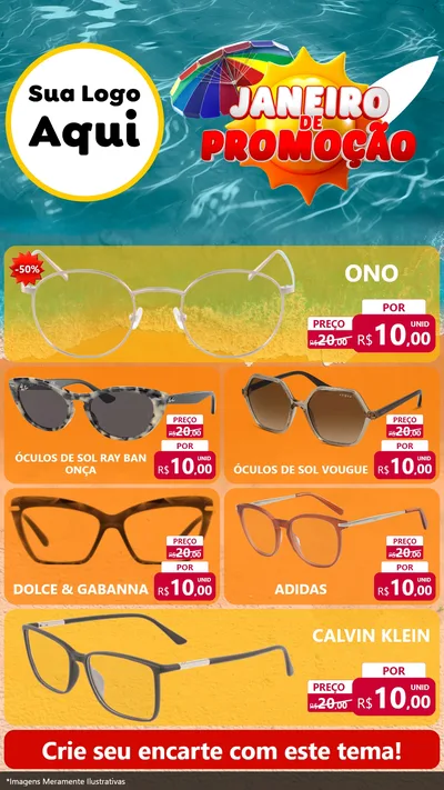 Modelo de TV para TV Vertical com o tema Janeiro de Promoção para Óticas