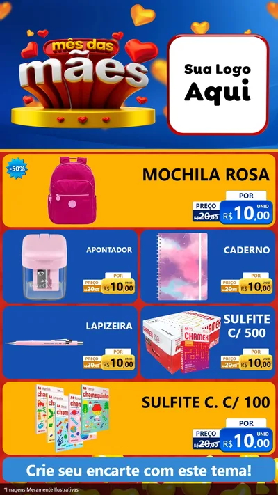 Modelo de TV para TV Vertical com o tema Mês das Mães para Papelaria