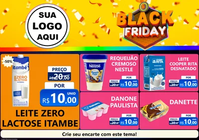 Modelo de Encarte para Encarte A4 Horizontal com o tema Black Friday para Frios e Laticínios