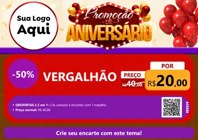 Modelo de Cartaz para Cartaz A4 Horizontal com o tema Promoção de Aniversário para Ferragens