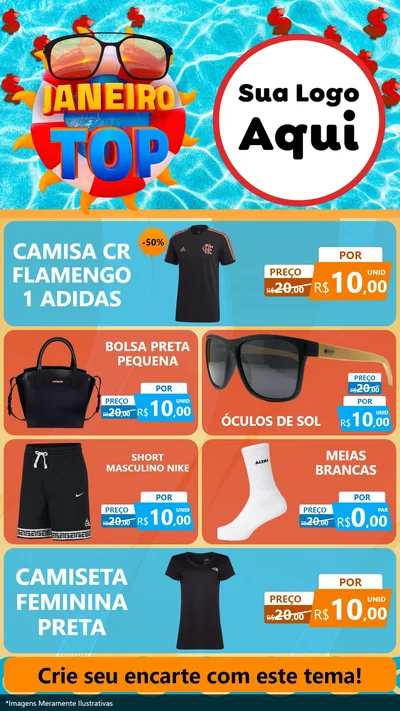 Modelo de TV para TV Vertical com o tema Janeiro Top para Roupas e acessórios