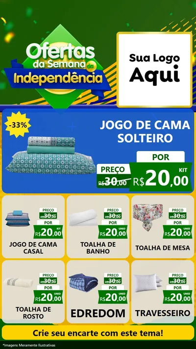 Modelo de Rede Social para Stories com o tema Ofertas da Semana da Independência para Cama, Mesa e Banho