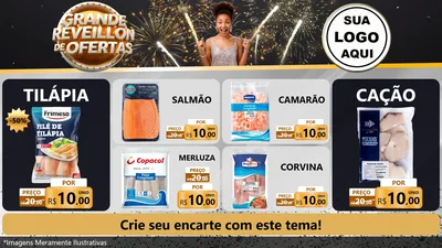 Modelo de TV para TV Horizontal com o tema Grande Réveillon de Ofertas para Peixaria