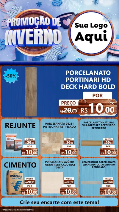 Modelo de Rede Social para Stories com o tema Promoção de Inverno para Pisos e revestimentos