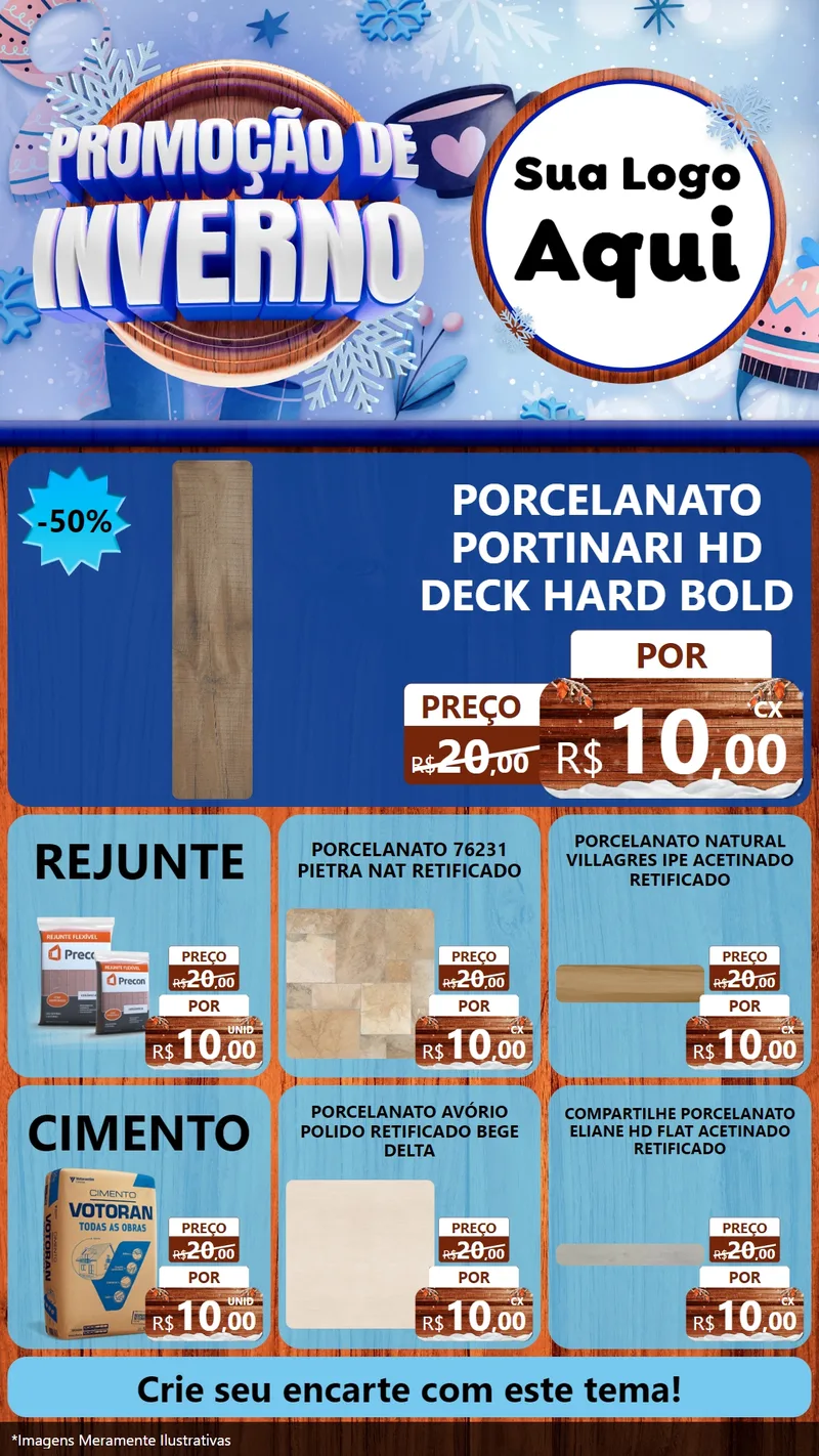 Modelo de Rede Social para Stories com o tema Promoção de Inverno para Pisos e revestimentos