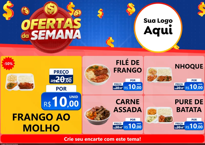 Modelo de Encarte para Encarte A4 Horizontal com o tema Ofertas Da Semana para Restaurante
