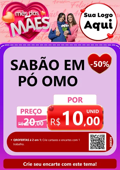 Modelo de Cartaz para Cartaz A4 Vertical com o tema Mês Das Mães para Produtos de Limpeza