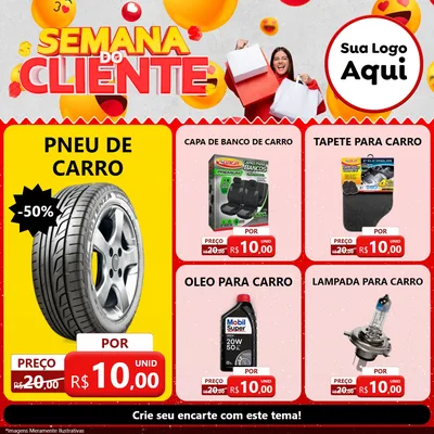 Modelo de Rede Social para Feed Facebook com o tema Semana do Cliente para Auto peças