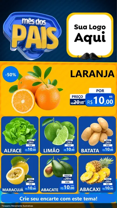 Modelo de Rede Social para Stories com o tema Mês dos Pais para Hortifrúti