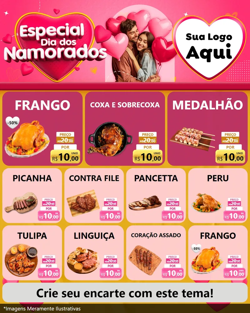 Modelo de Rede Social para Feed Instagram com o tema Especial Dia dos Namorados para Assados