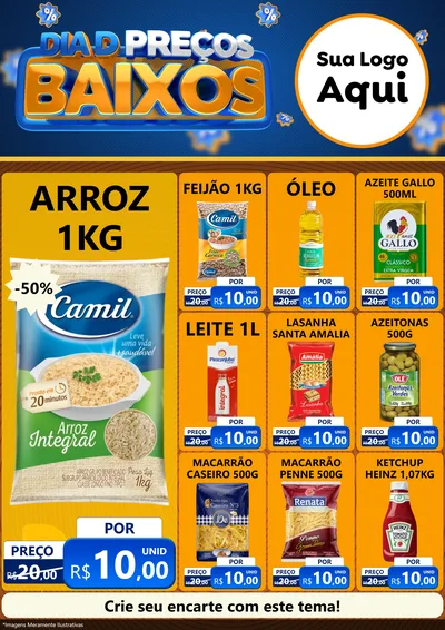 Modelo de Encarte para Encarte A4 Vertical com o tema Dia D Preço Baixo para Supermercado