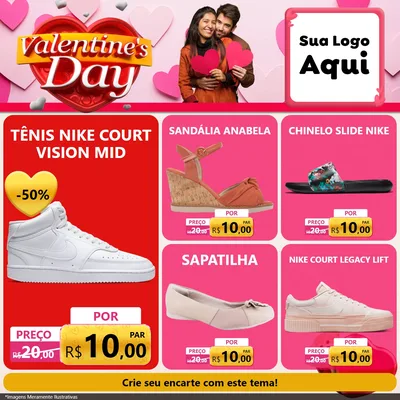Modelo de Rede Social para Feed Facebook com o tema Valentine's Day para Calçados