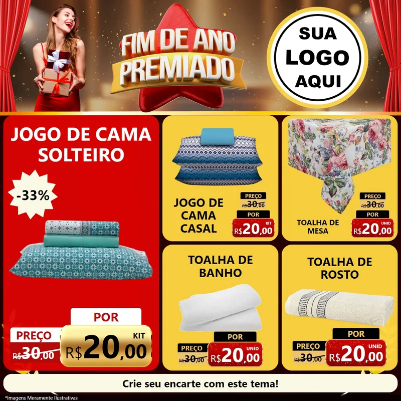 Modelo de Rede Social para Feed Facebook com o tema Fim de Ano Premiado para Cama, Mesa e Banho