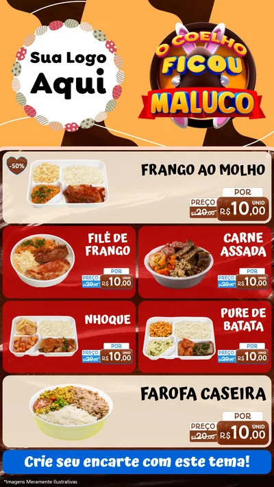 Modelo de TV para TV Vertical com o tema O Coelho Ficou Maluco - Páscoa para Restaurante