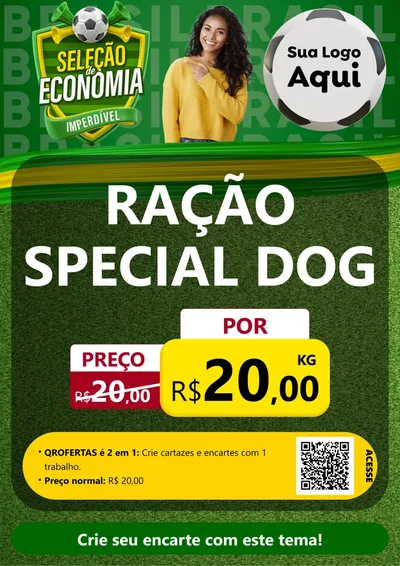 Modelo de Cartaz para Cartaz A4 Vertical com o tema Seleção de Economia - Copa para Pet Shop