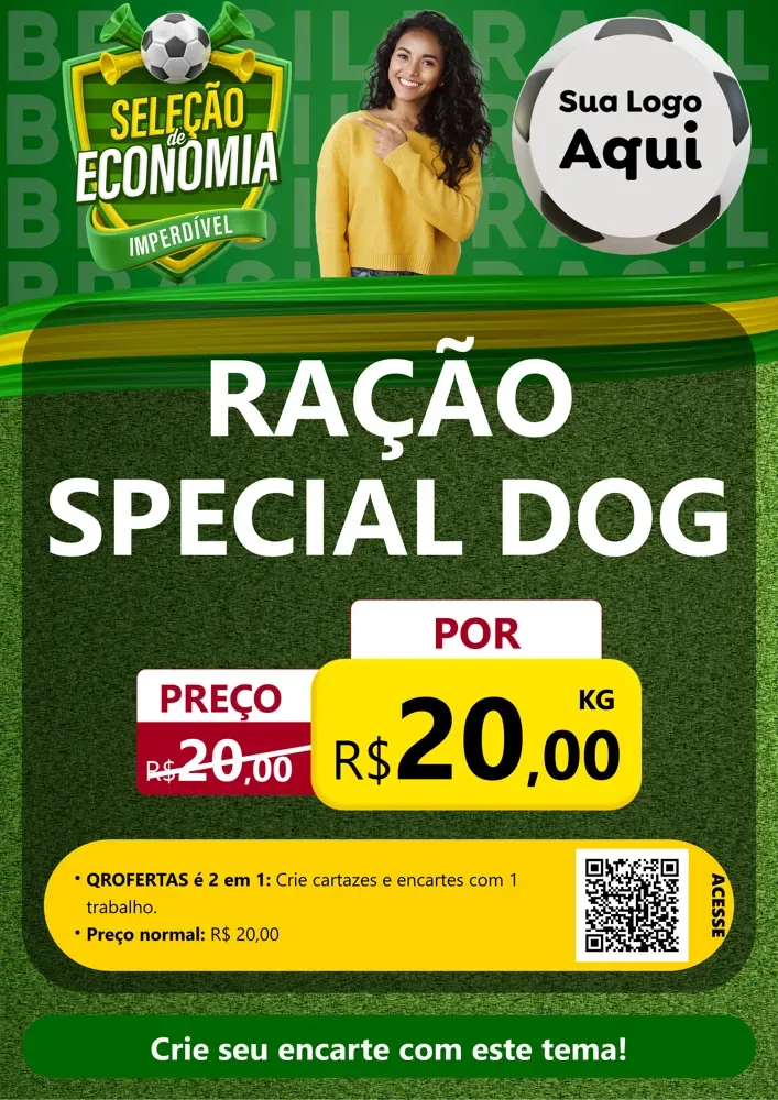 Modelo de Cartaz para Cartaz A4 Vertical com o tema Seleção de Economia - Copa para Pet Shop