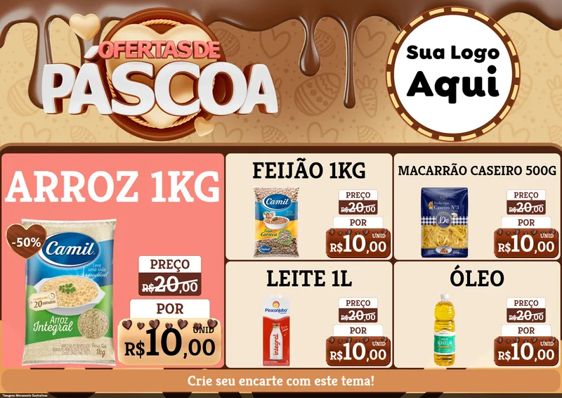 Modelo de Encarte para Encarte A4 Horizontal com o tema Ofertas de Páscoa para Supermercado