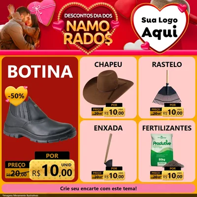 Modelo de Rede Social para Feed Facebook com o tema Descontos Dia dos Namorados para Agropecuária