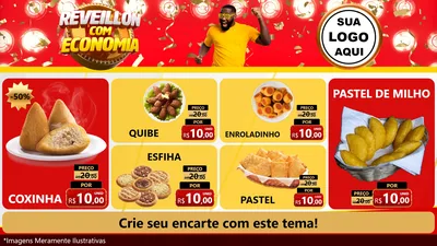 Modelo de TV para TV Horizontal com o tema Réveillon com Economia para Salgadaria
