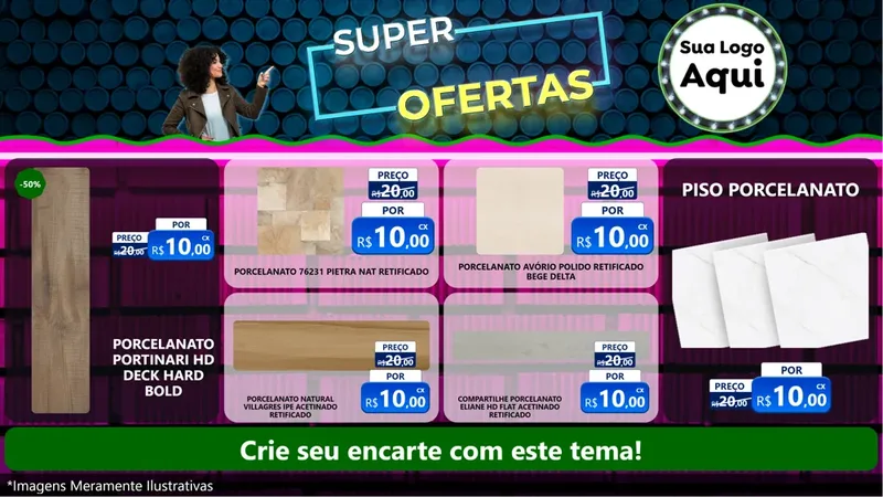 Modelo de TV para TV Horizontal com o tema Super Ofertas para Pisos e revestimentos