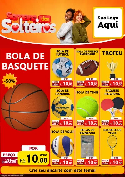 Modelo de Encarte para Encarte A4 Vertical com o tema Semana dos Solteiros para Artigos Esportivos