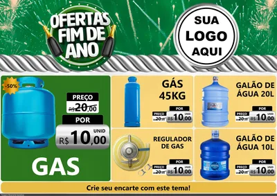 Modelo de Encarte para Encarte A4 Horizontal com o tema Ofertas Fim de Ano para Água e gás