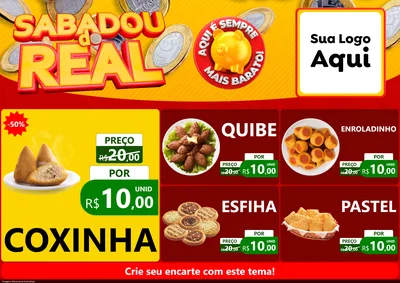 Modelo de Encarte para Encarte A4 Horizontal com o tema Sabadou do Real para Salgadaria