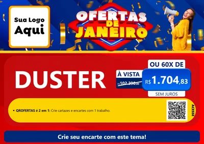 Modelo de Cartaz para Cartaz A4 Horizontal com o tema Ofertas de Janeiro para Concessionaria de Carros
