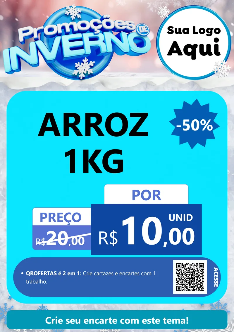Modelo de Cartaz para Cartaz A4 Vertical com o tema Promoções de Inverno para Supermercado
