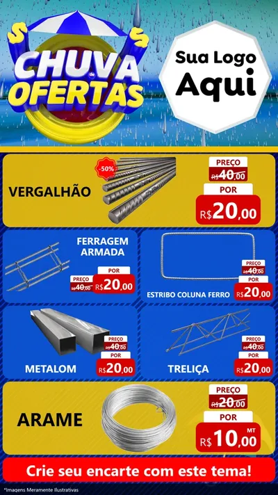 Modelo de TV para TV Vertical com o tema Chuva de Ofertas para Ferragens