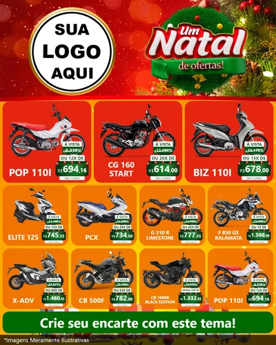 Modelo de Rede Social para Feed Instagram com o tema Um Natal de Ofertas para Concessionaria de Motos