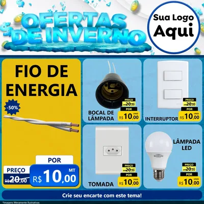 Modelo de Rede Social para Feed Facebook com o tema Ofertas de Inverno para Materiais Elétricos