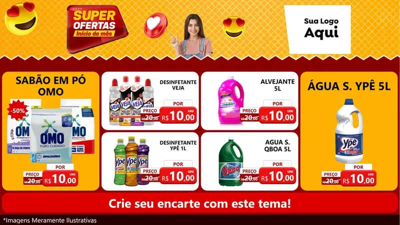 Modelo de TV para TV Horizontal com o tema Super Ofertas Inicio De mês para Produtos de Limpeza