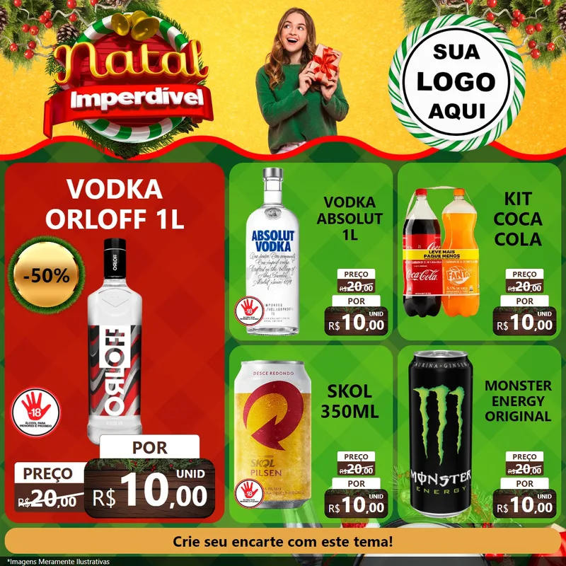 Modelo de Rede Social para Feed Facebook com o tema Natal Imperdível para Distribuidora de bebidas