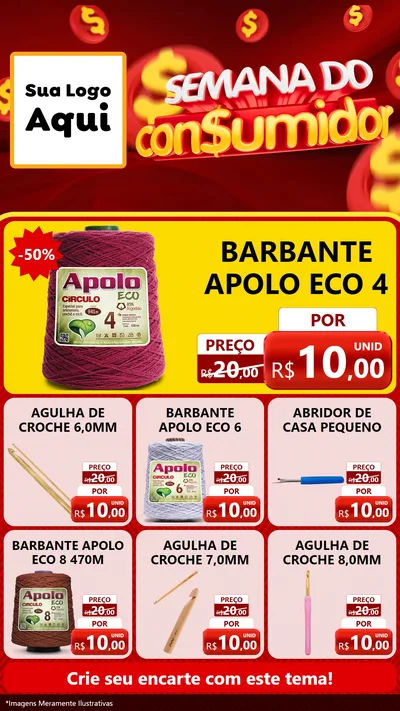 Modelo de Rede Social para Stories com o tema Semana do Consumidor para Armarinho e Aviamentos