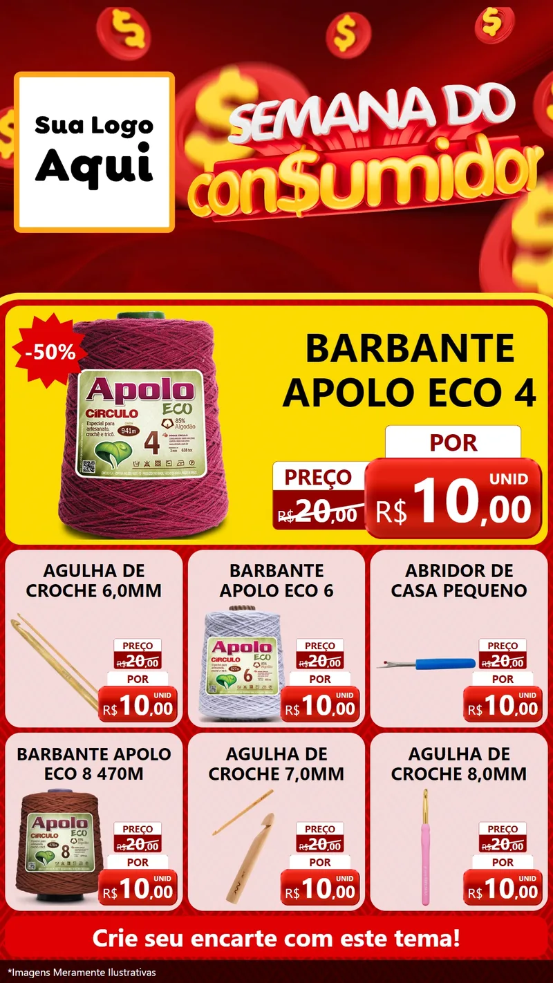 Modelo de Rede Social para Stories com o tema Semana do Consumidor para Armarinho e Aviamentos