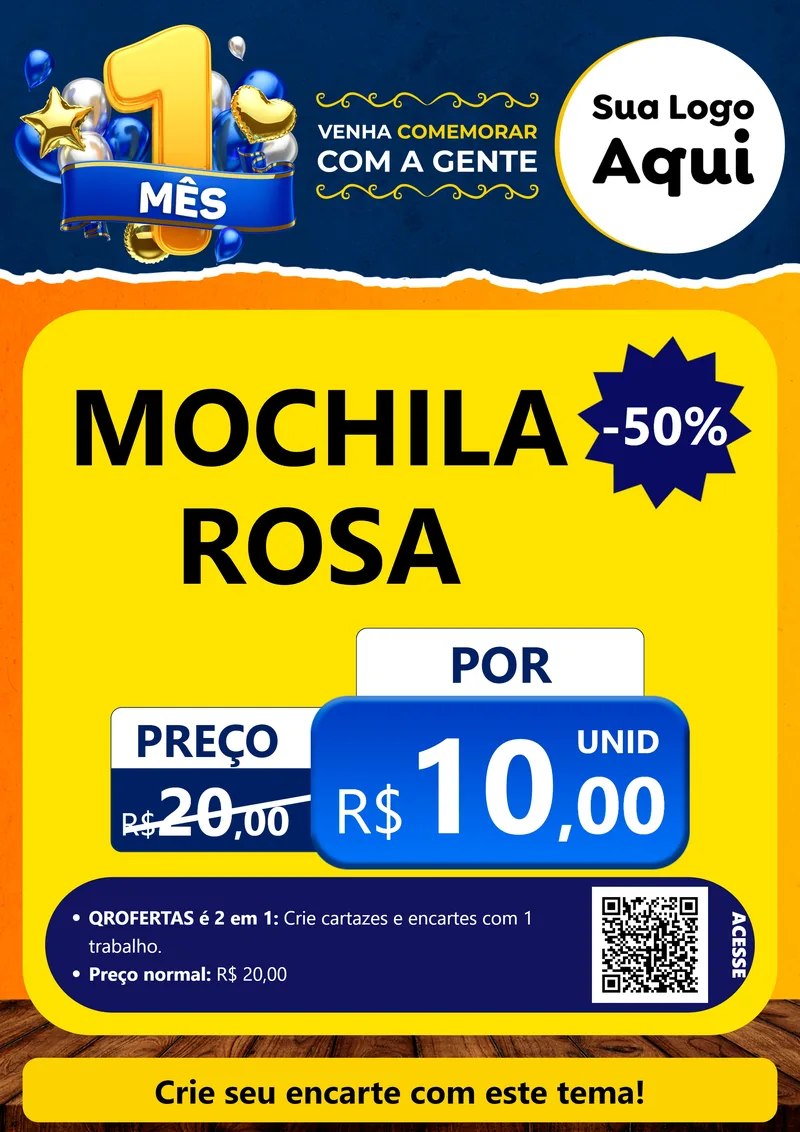 Modelo de Cartaz para Cartaz A4 Vertical com o tema Um Mês de Aniversário para Papelaria