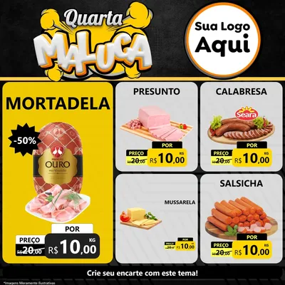 Modelo de Rede Social para Feed Facebook com o tema Quarta Maluca para Frios e Laticínios