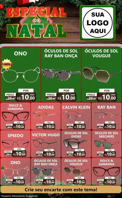 Modelo de Encarte para Encarte Grande com o tema Especial de Natal para Óticas